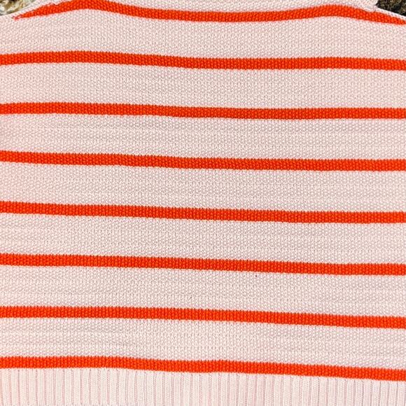 NWT LOFT Pink/Peach W/Orange Striped Ruffle Strap Sweater Tank - Picture 5 of 10